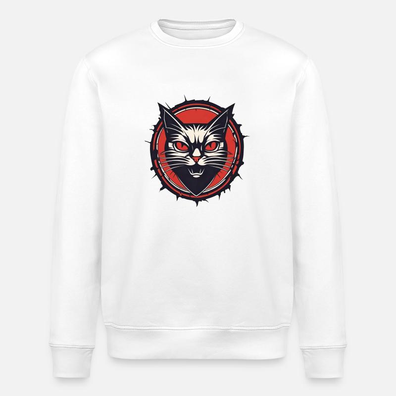 Devilish Cat / Kitty / Gothic / Halloween - Stanley/Stella ROLLER Unisex Organic Sweatshirt - white