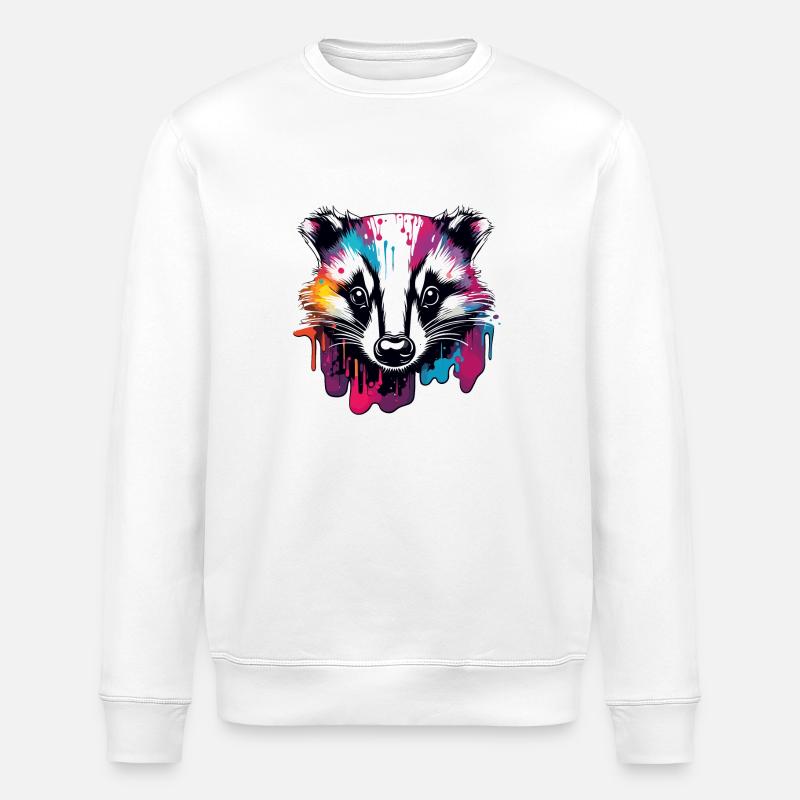 Grevling / Gnagere / Dyr / Striper / Vill - Stanley/Stella ROLLER økologisk unisex-sweatshirt - hvit