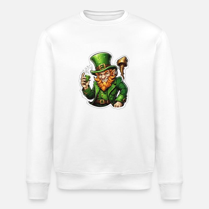 Leprechaun / Leprechaun / Vert / Gingembre / Irlande - Sweat bio ROLLER Stanley/Stella Unisexe - blanc