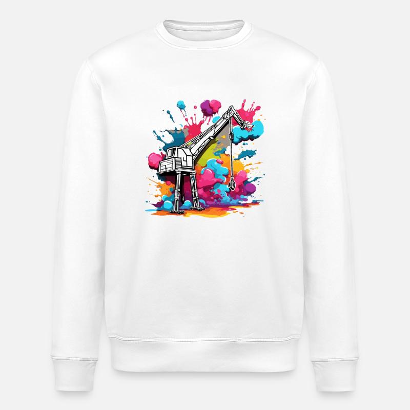 Kran / Baustelle / Seilwinde / Kransystem - Stanley/Stella Unisex Bio-Sweatshirt ROLLER - Weiß