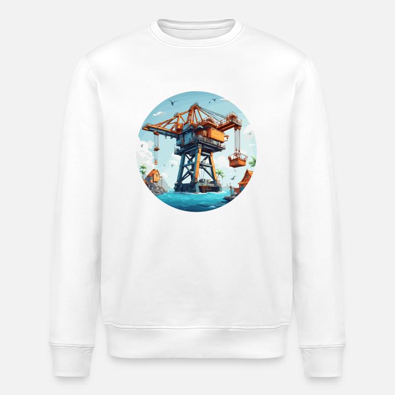 Kran / Baustelle / Seilwinde / Kransystem - Stanley/Stella Unisex Bio-Sweatshirt ROLLER - Weiß