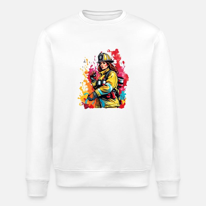 Firefighter / Fire / Fire / Extinguish / Heroine - Stanley/Stella ROLLER Unisex Organic Sweatshirt - white