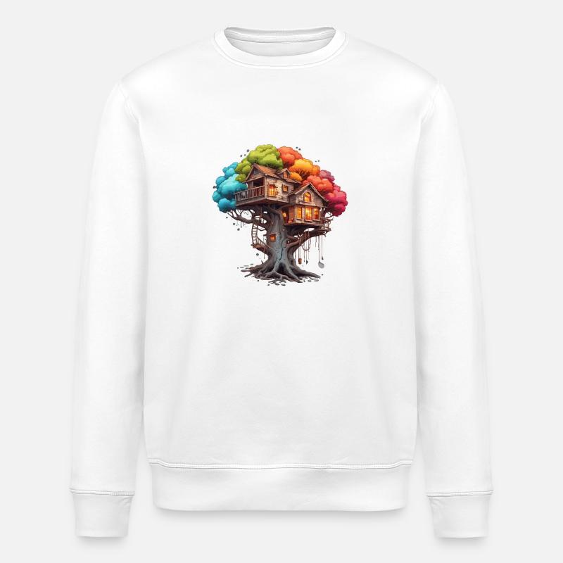 Baumhaus / Baumkrone / Baumhütte / Abenteuer - Stanley/Stella Unisex Bio-Sweatshirt ROLLER - Weiß