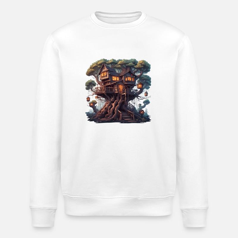 Baumhaus / Baumkrone / Baumhütte / Abenteuer - Stanley/Stella Unisex Bio-Sweatshirt ROLLER - Weiß