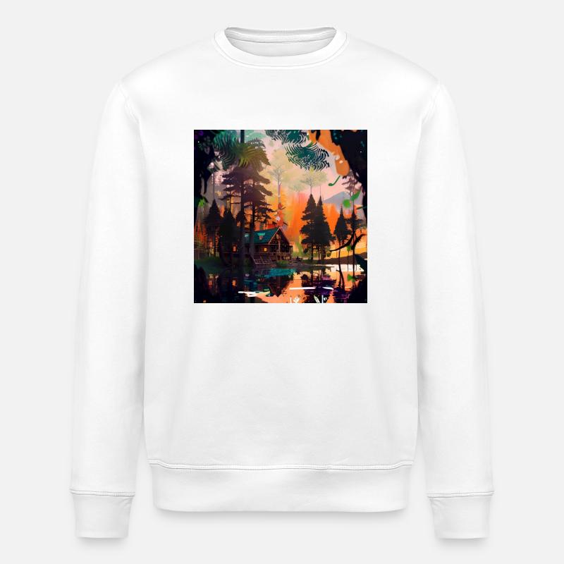 Häuschen im Wald - Stanley/Stella Unisex Bio-Sweatshirt ROLLER - Weiß
