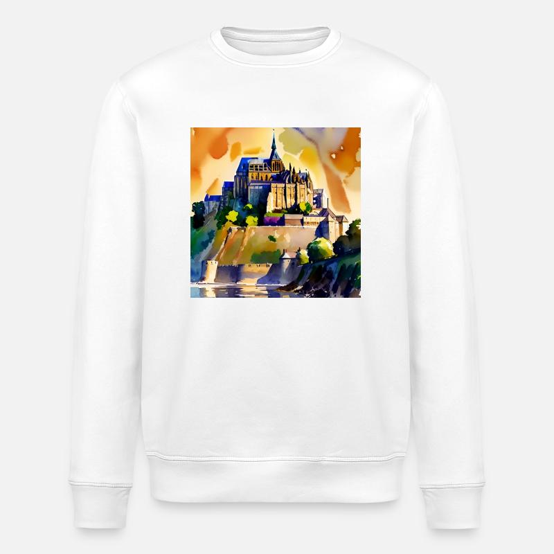 Mont Saint Michel - Aquarelle - Sweat bio ROLLER Stanley/Stella Unisexe - blanc