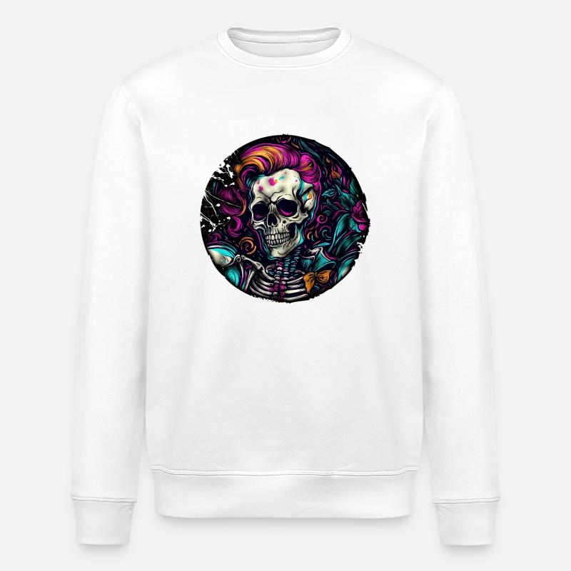 Skull / Skull / Skeleton / Gothic / Tattoo - Stanley/Stella ROLLER Unisex Organic Sweatshirt - white