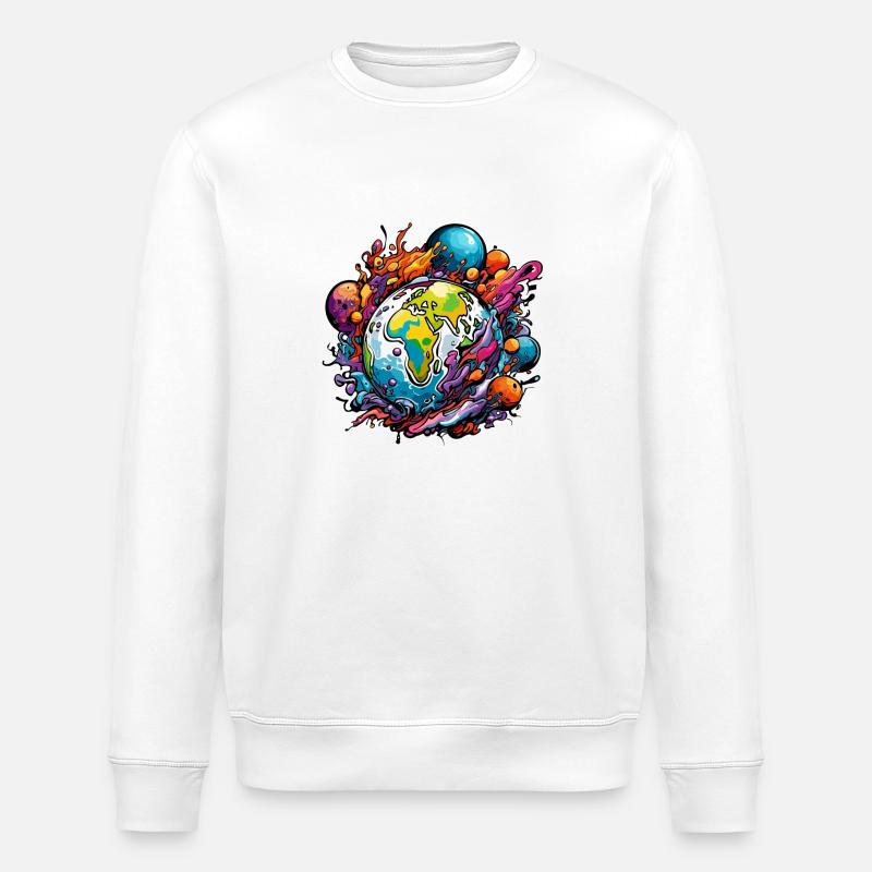 Planets / Solar System / Space / Galaxy - Stanley/Stella ROLLER Unisex Organic Sweatshirt - white