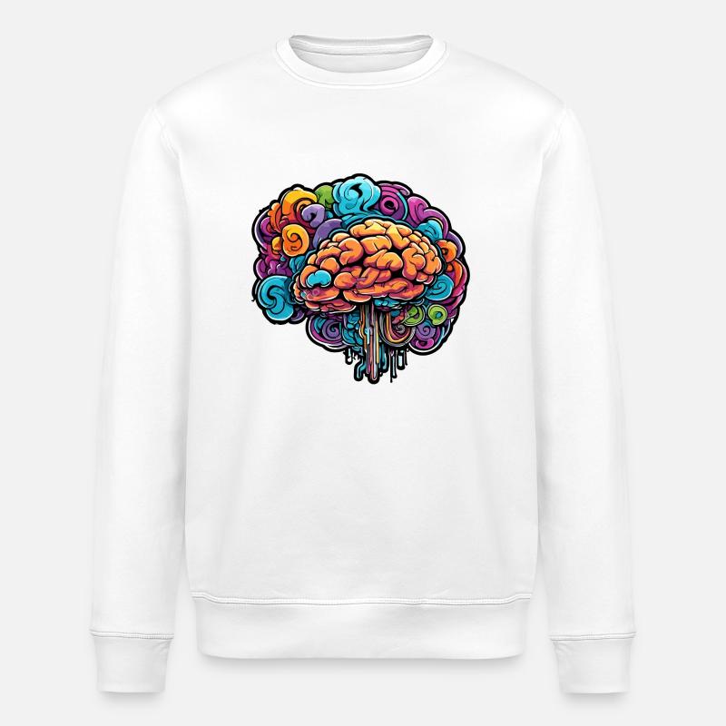 Brain / Knowledge / Intelligence / Clever / Thinking - Stanley/Stella ROLLER Unisex Organic Sweatshirt - white