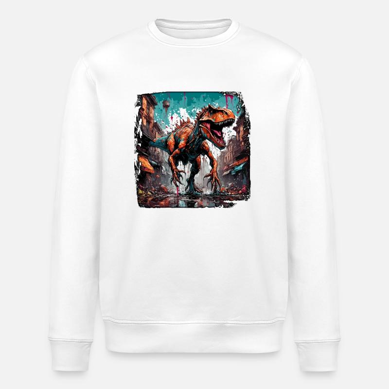 Dinosaurier / Tier / Urzeit / Reptil / Jungs - Stanley/Stella Unisex Bio-Sweatshirt ROLLER - Weiß