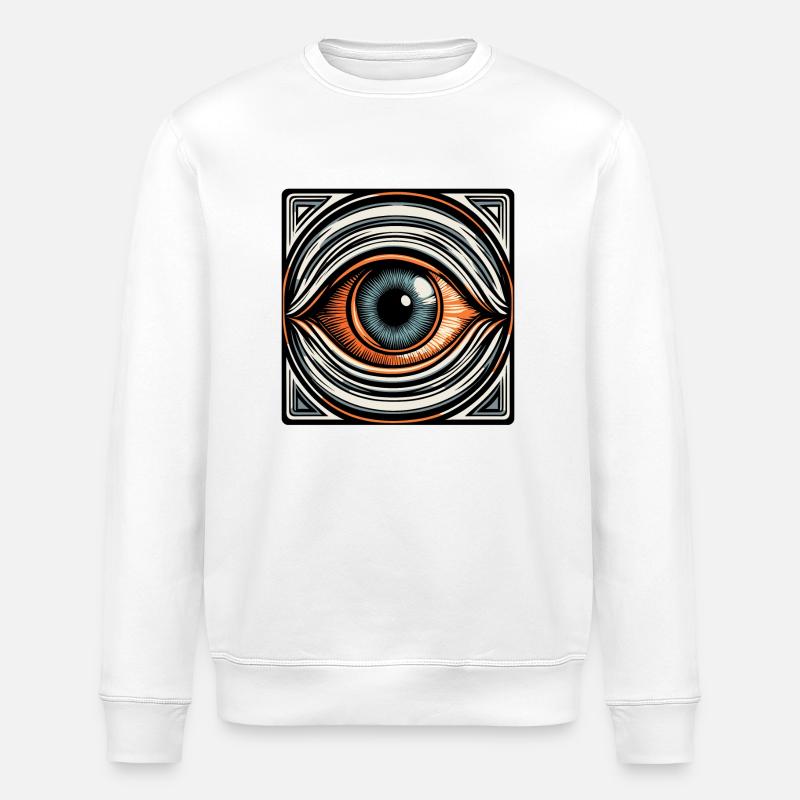 Psychedelic / Auge / Psychobilly / Comic / bunt - Stanley/Stella Unisex Bio-Sweatshirt ROLLER - Weiß