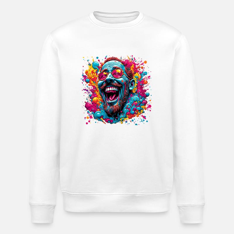 psychedelic / Goa / Hippie / Hallucination / Peace - Stanley/Stella ROLLER Unisex Organic Sweatshirt - white