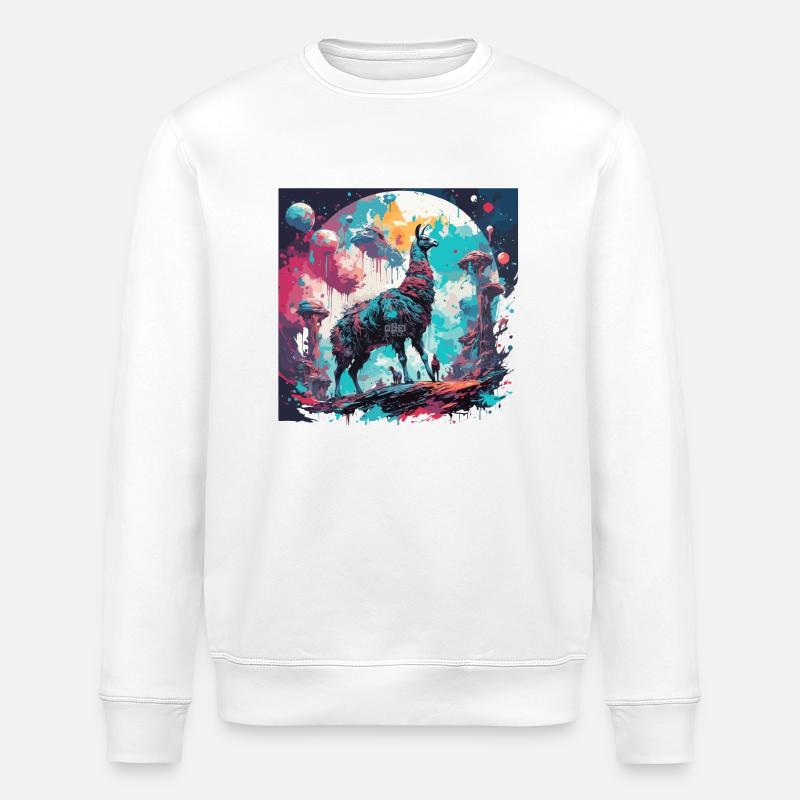 Astronaut / Space / Space / Spaceship / Llama - Stanley/Stella ROLLER Unisex Organic Sweatshirt - white