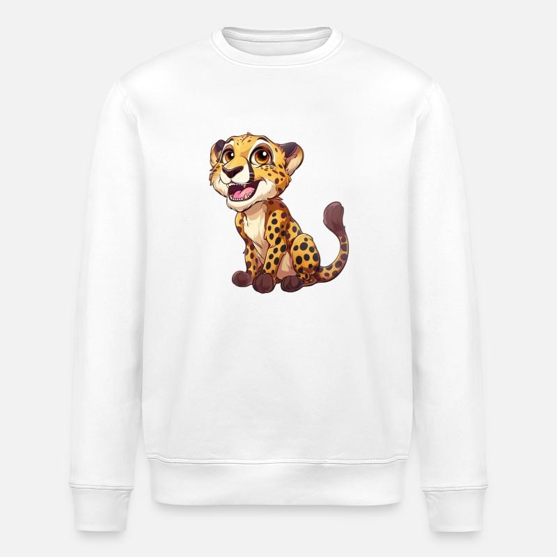 Mignon jeune guépard souriant - Sweat bio ROLLER Stanley/Stella Unisexe - blanc