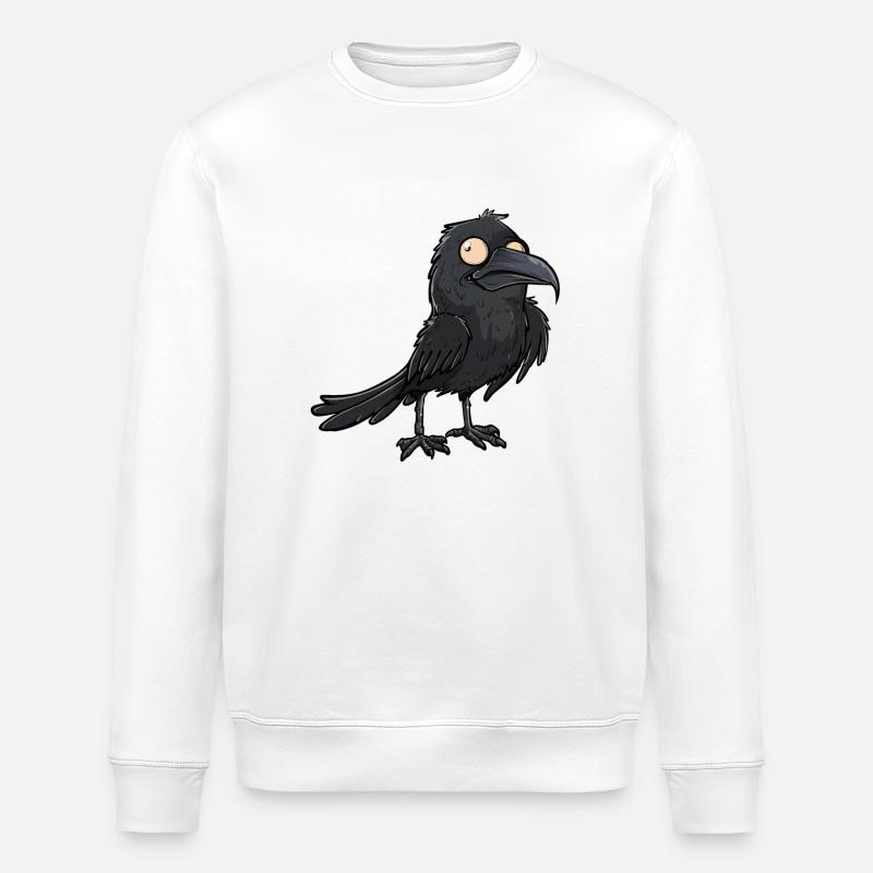 Mystischer Schwarzer Rabe Blickfang - Stanley/Stella Unisex Bio-Sweatshirt ROLLER - Weiß