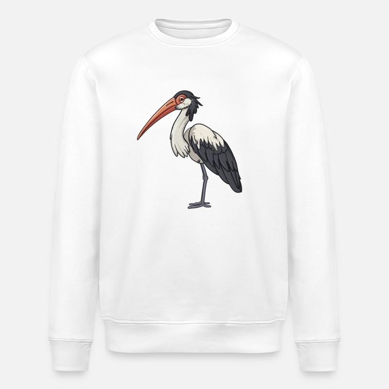 Drôle de cigogne à l’aquarelle - Sweat bio ROLLER Stanley/Stella Unisexe - blanc