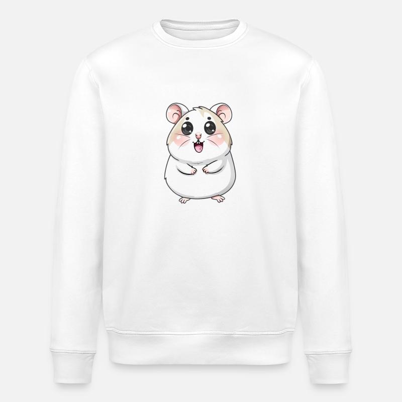 Niedlicher Hamster Zeichentrickfigur - Stanley/Stella Unisex Bio-Sweatshirt ROLLER - Weiß