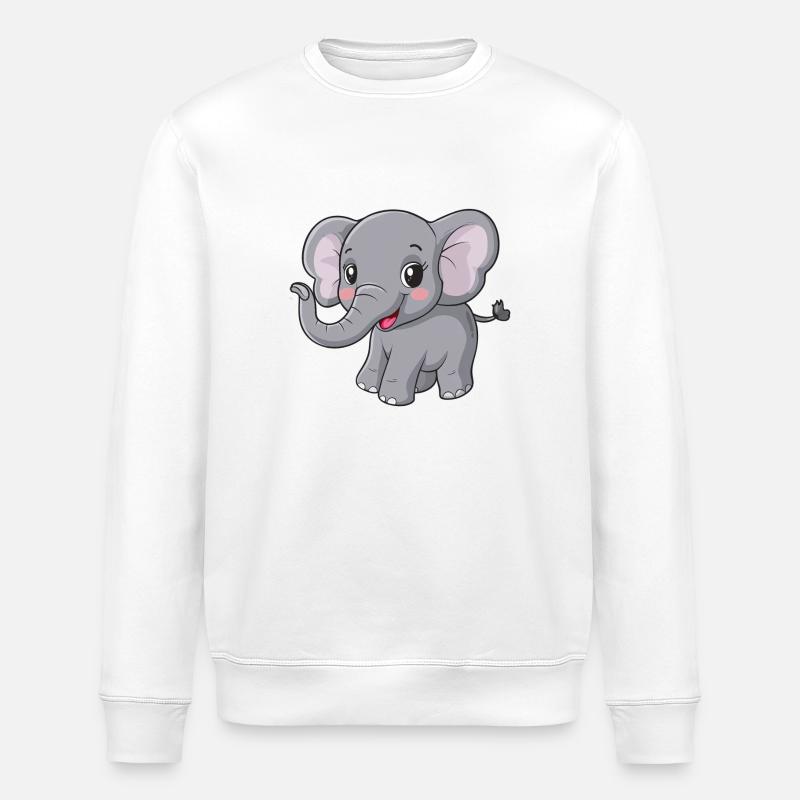Mignon ami éléphant gris - Sweat bio ROLLER Stanley/Stella Unisexe - blanc