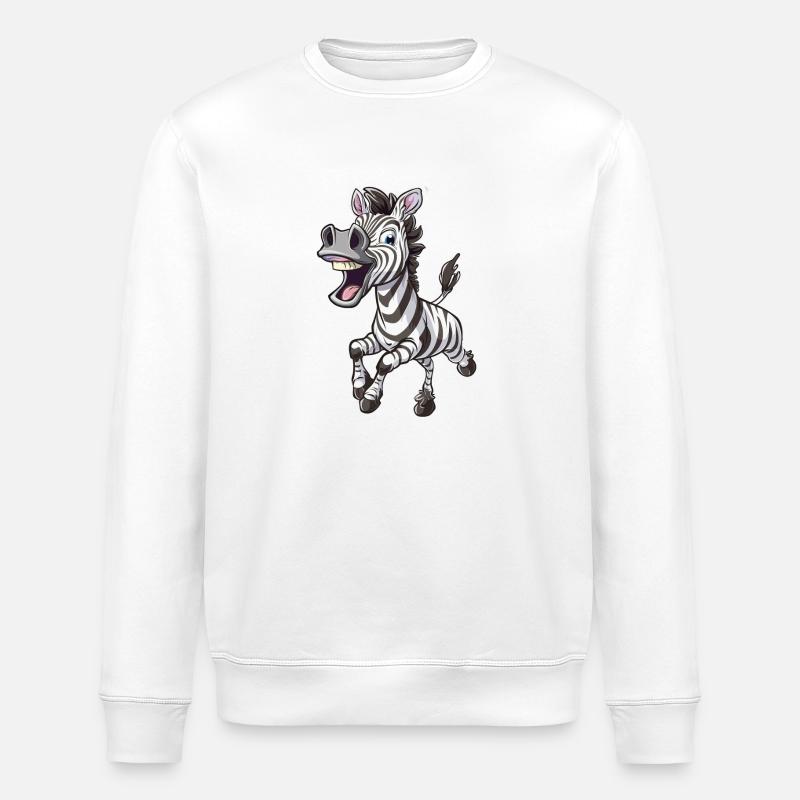 Fröhliches Zebra Mit Einem Lächeln - Stanley/Stella Unisex Bio-Sweatshirt ROLLER - Weiß