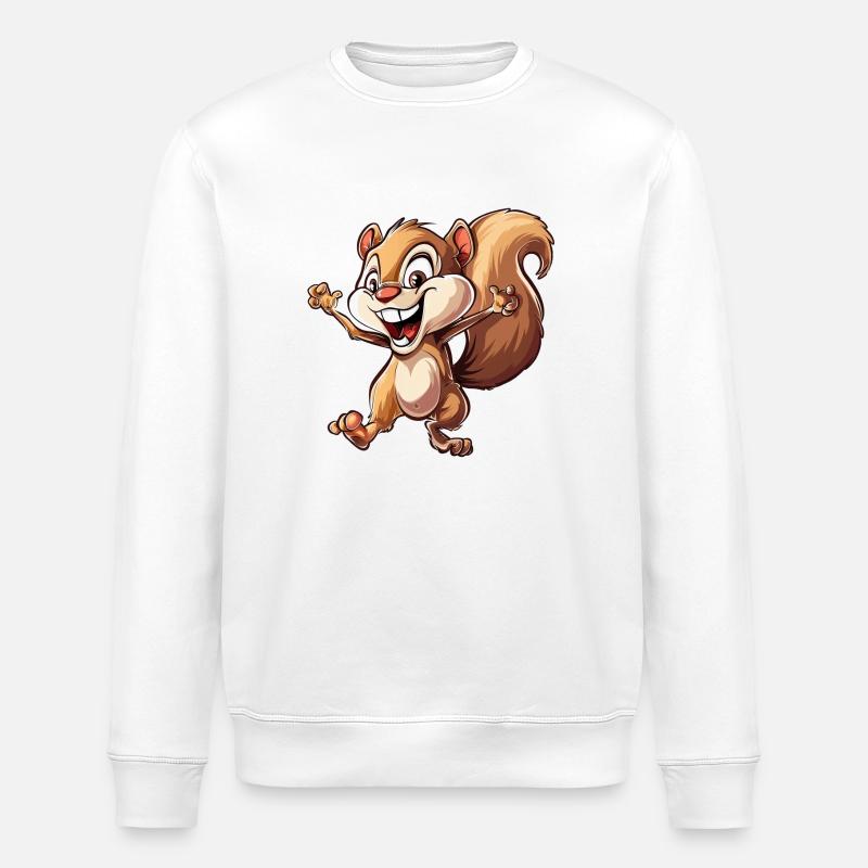 Happy Squirrel In Action - Stanley/Stella ROLLER Unisex Organic Sweatshirt - white