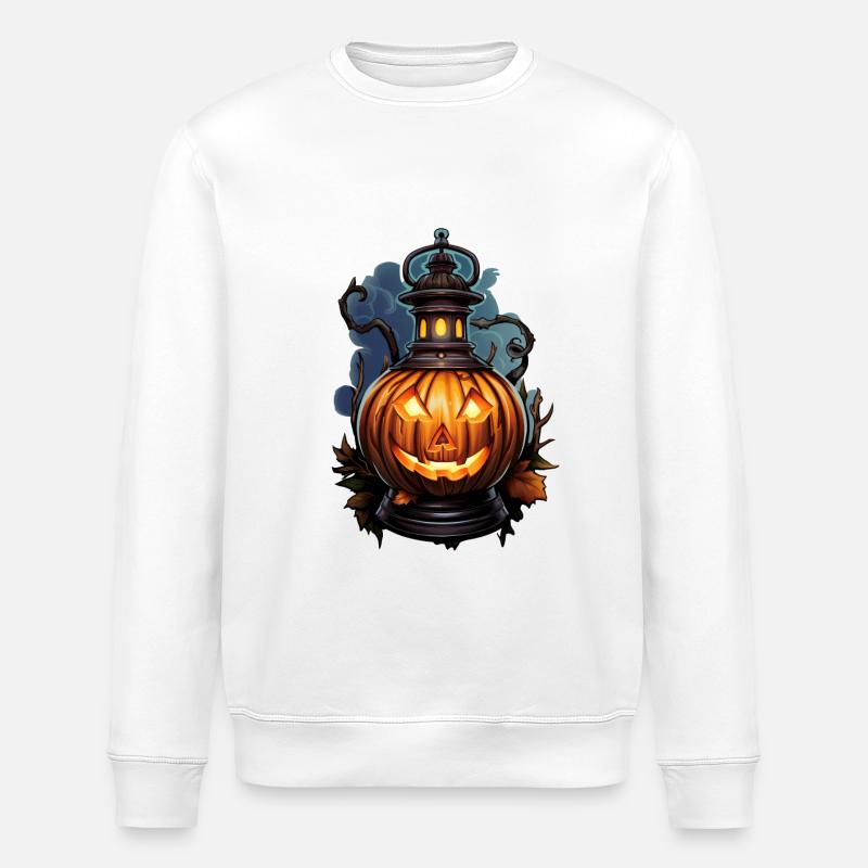 Halloween Kürbislaterne4 - Stanley/Stella Unisex Bio-Sweatshirt ROLLER - Weiß