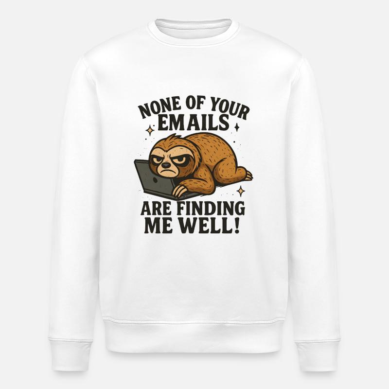 Paresseux émail bureau drôle - Sweat bio ROLLER Stanley/Stella Unisexe - blanc