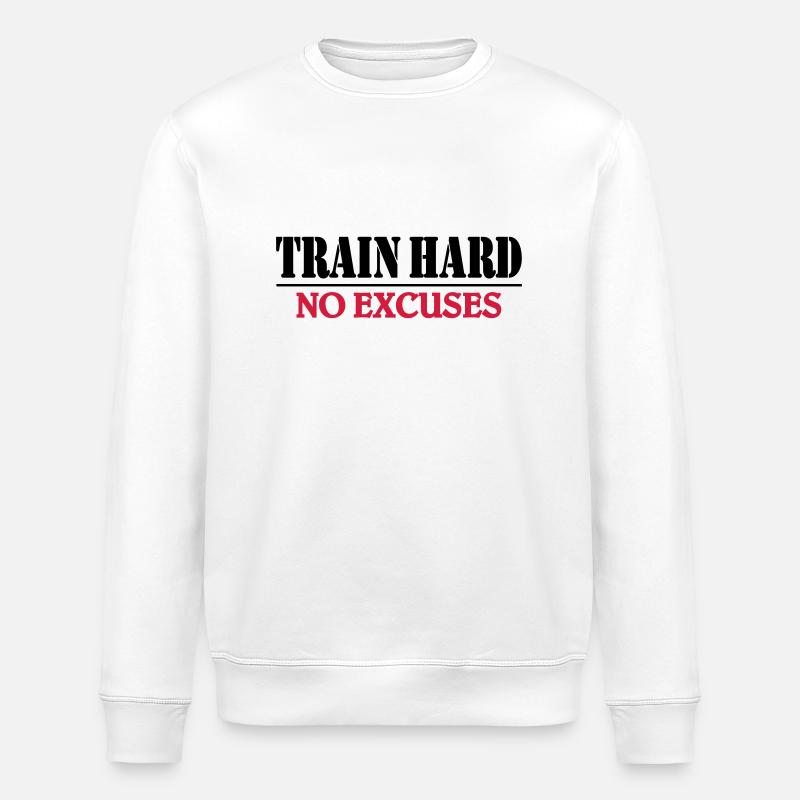Train hard-no excuses - Sweat bio ROLLER Stanley/Stella Unisexe - blanc