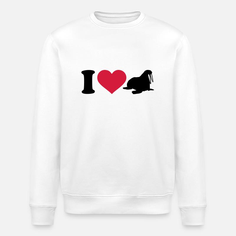 I love Walrus - Stanley/Stella ROLLER Unisex Organic Sweatshirt - white