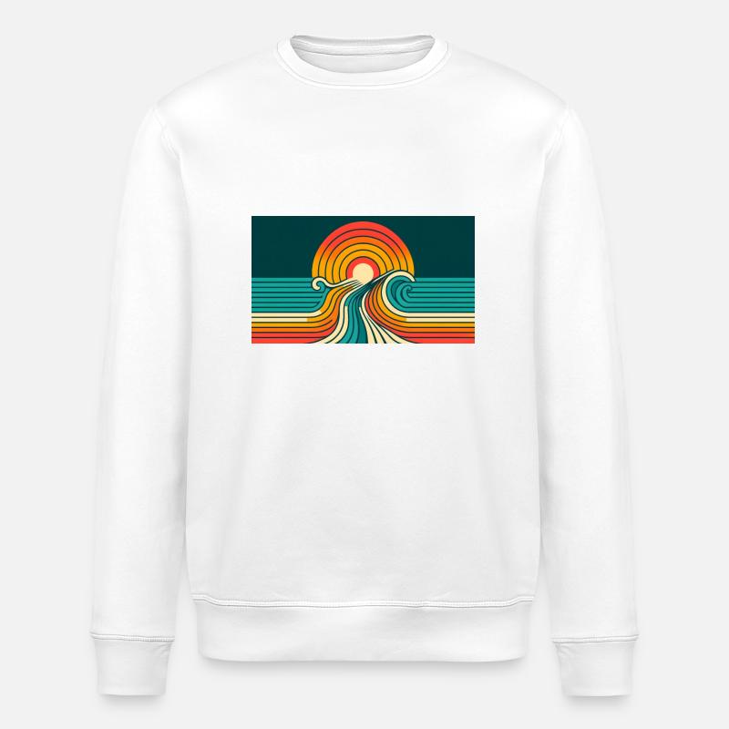 Sunset Retro 3 - Stanley/Stella ROLLER Unisex Organic Sweatshirt - white