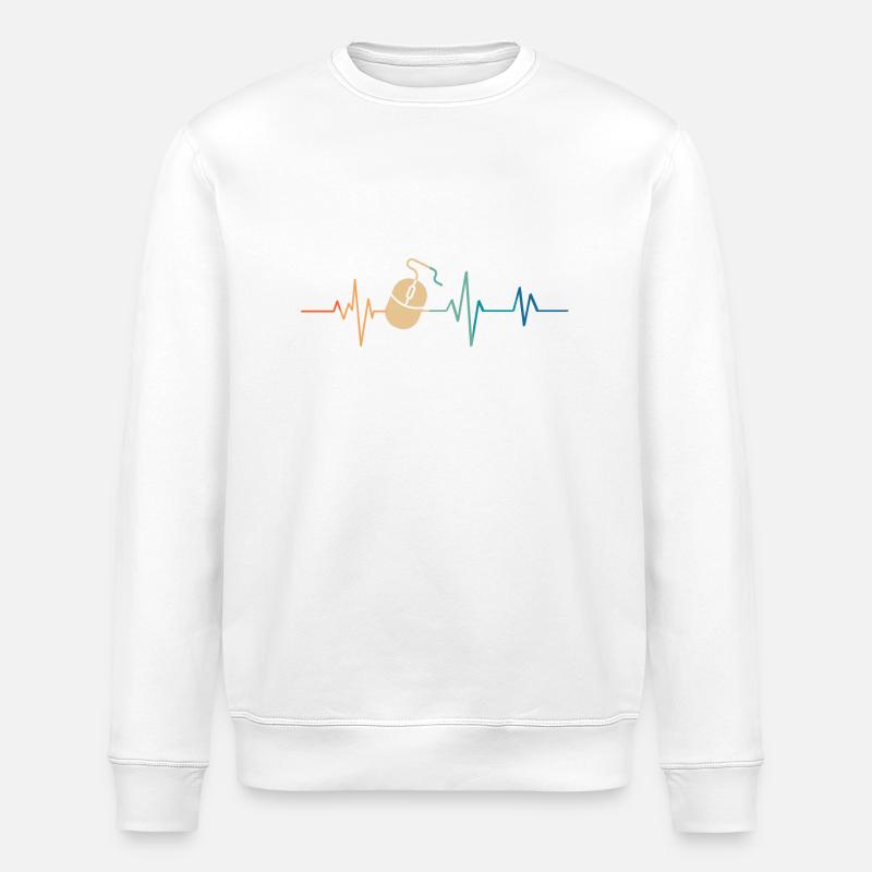 Heartbeat Retro Computermaus - Stanley/Stella Unisex Bio-Sweatshirt ROLLER - Weiß