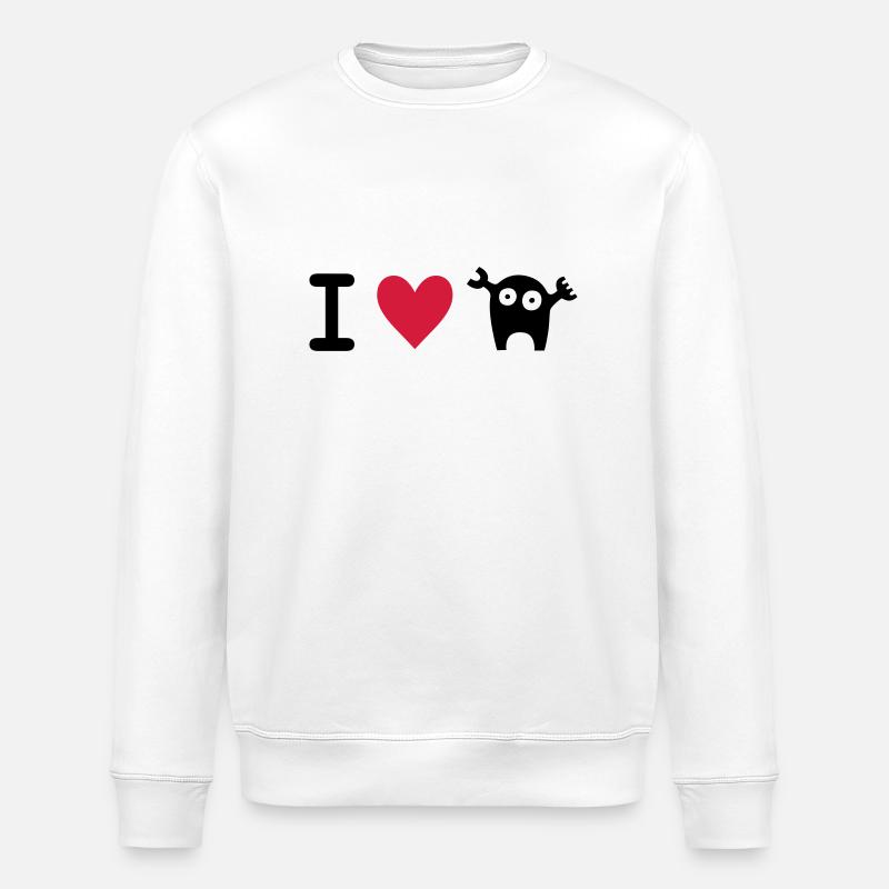 i-love-monster-strampler - Stanley/Stella Unisex Bio-Sweatshirt ROLLER - Weiß