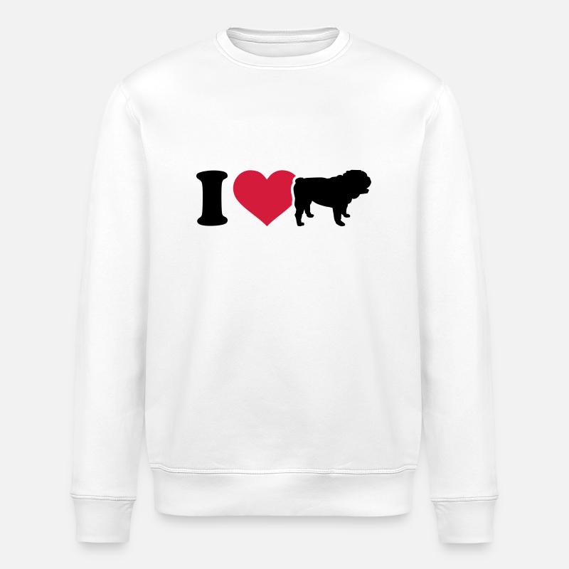 I love Bouledogue - Sweat bio ROLLER Stanley/Stella Unisexe - blanc