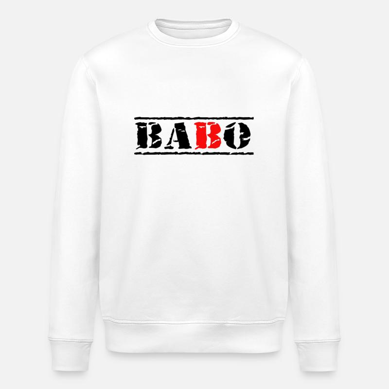 stamp babo black red - Stanley/Stella ROLLER Unisex Organic Sweatshirt - white