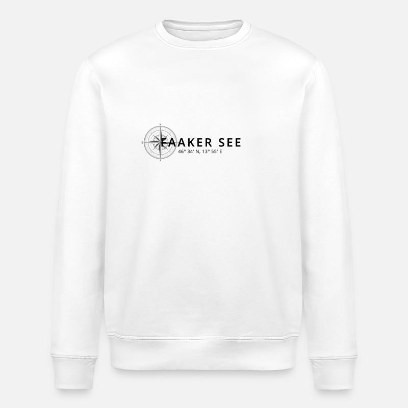 Faakersee Compass Design - Stanley/Stella ROLLER Unisex Organic Sweatshirt - white