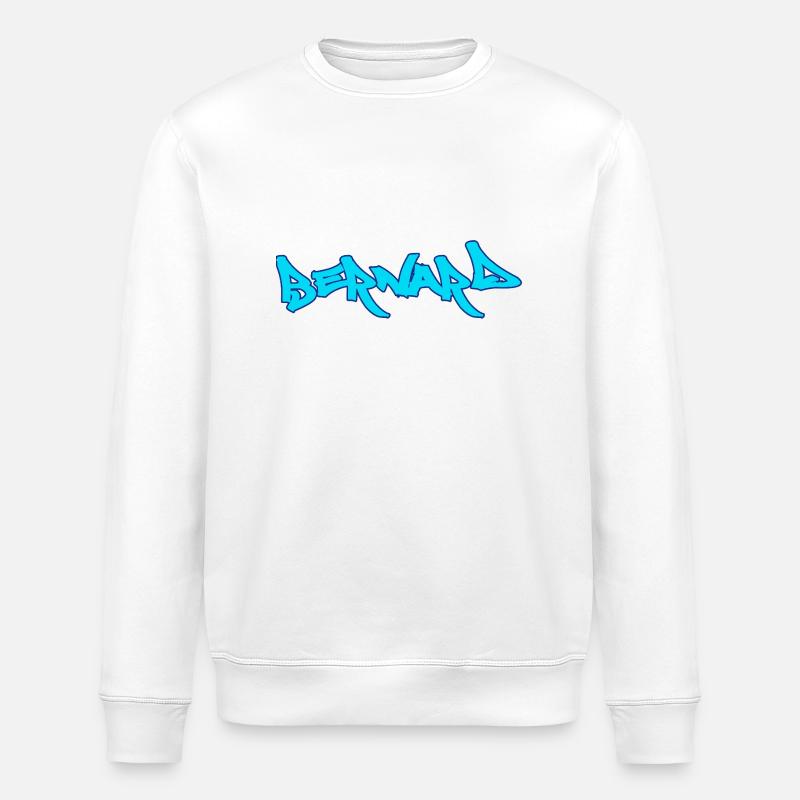 Bernard graffiti text turquoise - Stanley/Stella ROLLER Unisex Organic Sweatshirt - white