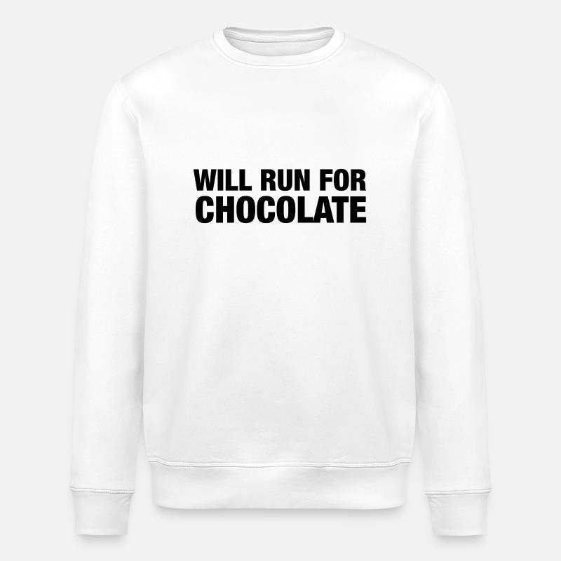 Will Run For Chocolate - Stanley/Stella ROLLER Unisex Organic Sweatshirt - white