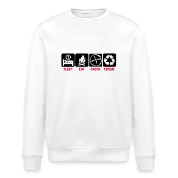 Sleep, Eat, Cache, Repeat - Stanley/Stella Unisex Bio-Sweatshirt ROLLER - Weiß - Vorne - Nik (191cm)