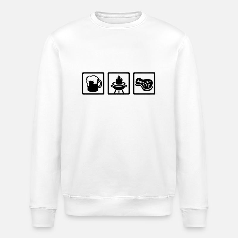 BBQ barbecue - Stanley/Stella ROLLER Unisex Organic Sweatshirt - white