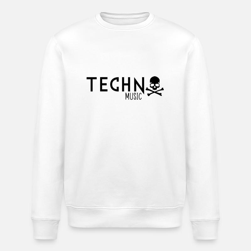 Techno music skull - Stanley/Stella ROLLER Unisex Organic Sweatshirt - white