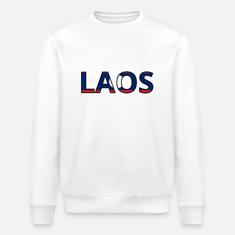 Laos Flag - Stanley/Stella ROLLER Unisex Organic Sweatshirt - white