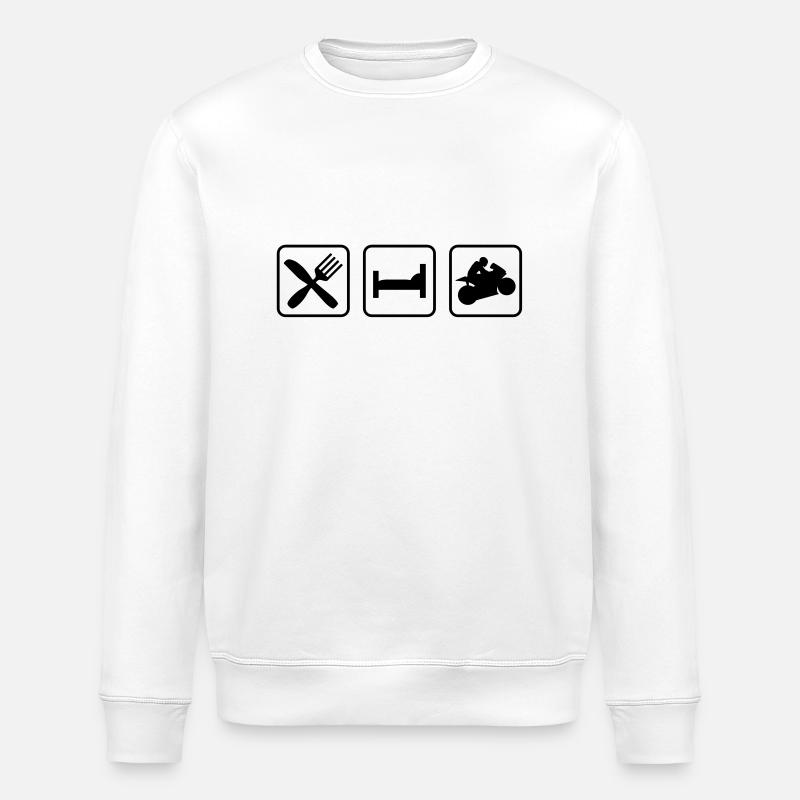 eatsleep_motorbike1 - Stanley/Stella Unisex Bio-Sweatshirt ROLLER - Weiß