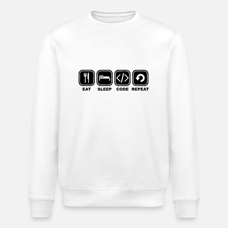 Eat, sleep, Code, Repeat - Stanley/Stella ROLLER Unisex Organic Sweatshirt - white