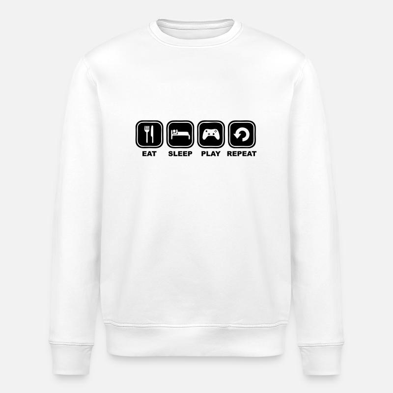 Eat, sleep, play, Repeat - Stanley/Stella ROLLER Unisex Organic Sweatshirt - white
