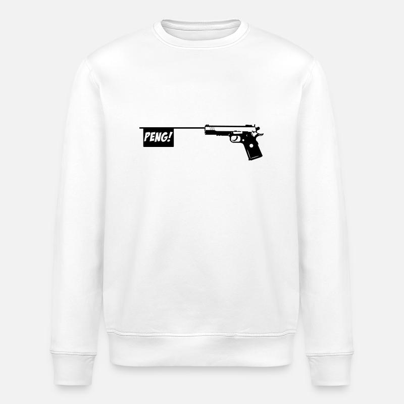 Pistole PENG! Scherzartikel Knarre 1c - Stanley/Stella Unisex Bio-Sweatshirt ROLLER - Weiß
