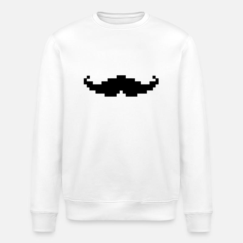 moustache pixel geek - Stanley/Stella ROLLER Unisex Organic Sweatshirt - white