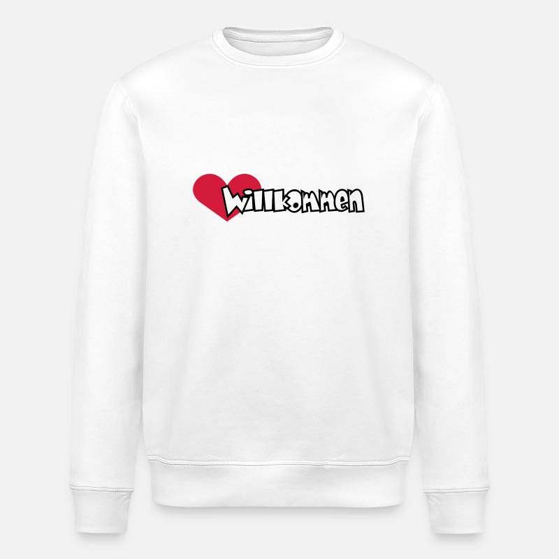 Herzlich Willkommen (2c) - Stanley/Stella Unisex Bio-Sweatshirt ROLLER - Weiß