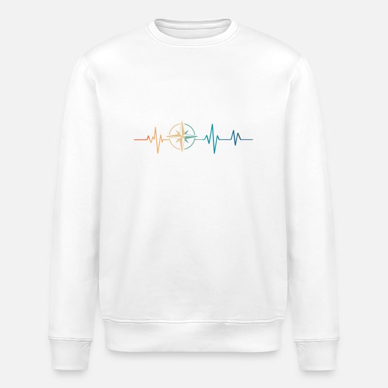 Retro Heartbeat Kompass - Stanley/Stella Unisex Bio-Sweatshirt ROLLER - Weiß