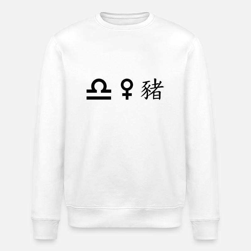 Libra Venus Pig - Stanley/Stella ROLLER Unisex Organic Sweatshirt - white