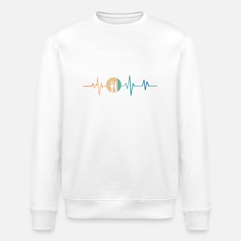 Retro Heartbeat Löffel und Gabel - Stanley/Stella Unisex Bio-Sweatshirt ROLLER - Weiß