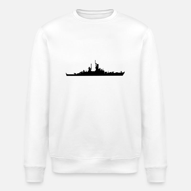 Vector Navy warship Silhouette - Stanley/Stella ROLLER Unisex Organic Sweatshirt - white